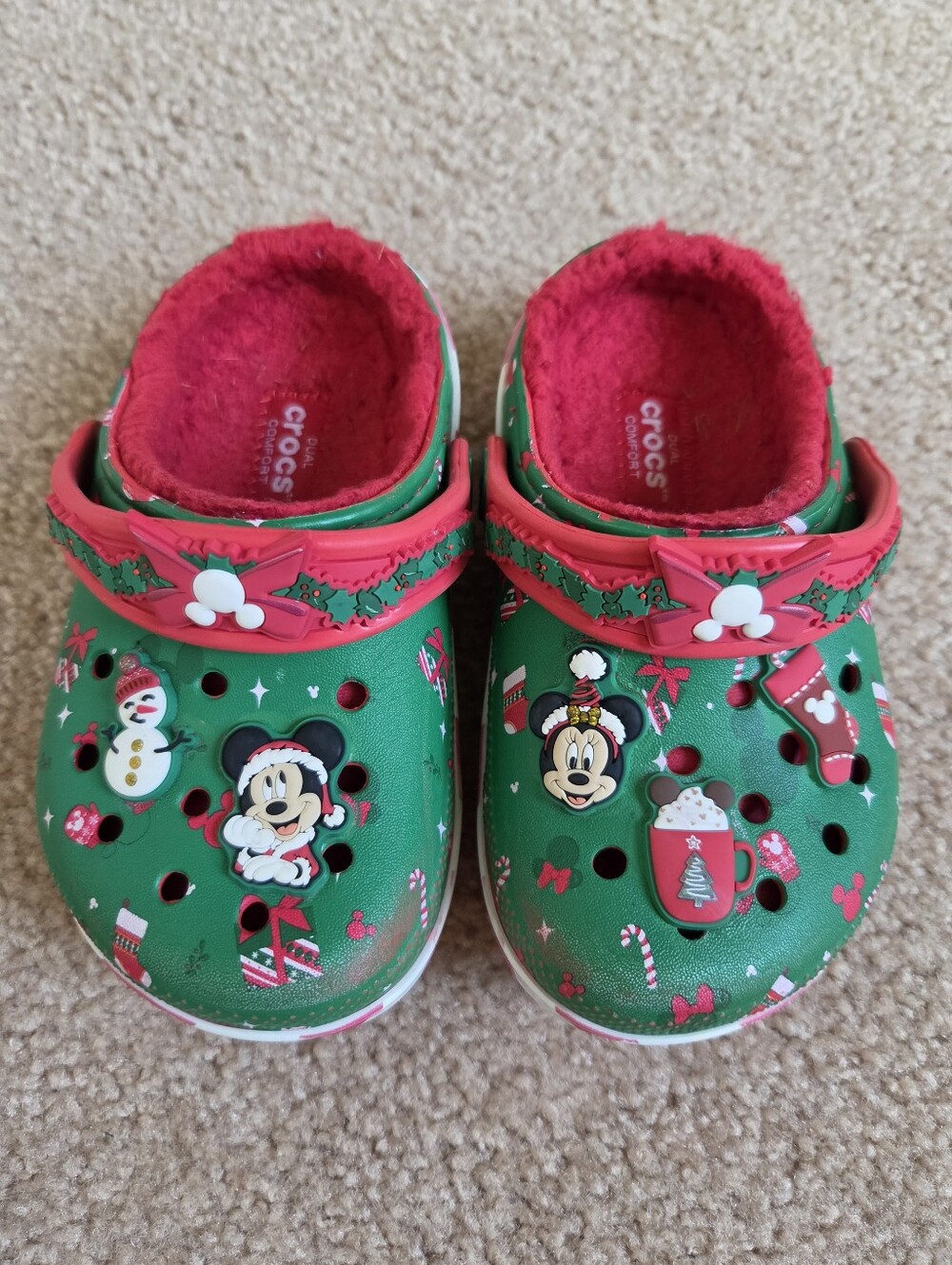 Crocs Youth Mickey Mouse Holiday Fur Lined Crocs, Size 8 Disney Parks